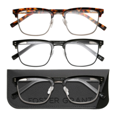 Mắt Kính Design Optics by Foster Grant, +3.00, #815 Classic Plastic Square Reading Glasses