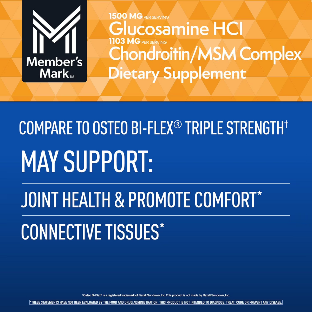 Viên Uống Hỗ Trợ Xương Khớp Member's Mark Triple Strength Glucosamine Chondroitin MSM – Hộp 220 Viên