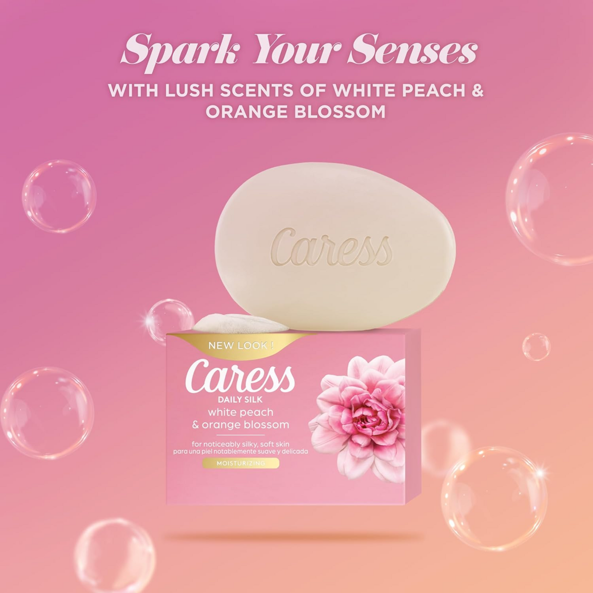 Xà Phòng Dưỡng Ẩm Hương Đào Trắng & Hoa Cam Caress Silkening Daily Silk Beauty Bar - Hộp 16 Thanh X 106g