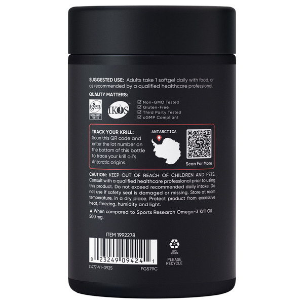 Viên Uống Dầu Nhuyễn Thể Sports Research Krill Oil Superba2 1000 mg – Hộp 90 Viên