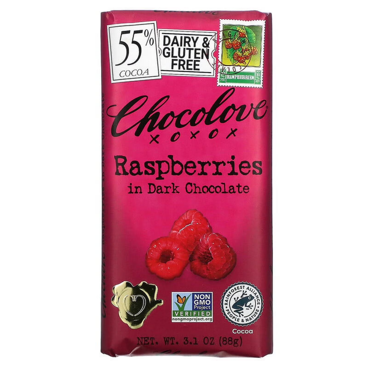 Kẹo Socola Chocolove Raspberries in Dark Chocolate Bar – Hộp 3 Thanh