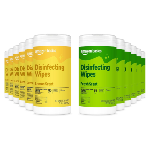 Khăn Lau Khử Khuẩn Amazon Basics Disinfecting Wipes Hương Chanh & Hương Thơm Tươi Mát – Thùng 12 Hộp x 85 Tờ