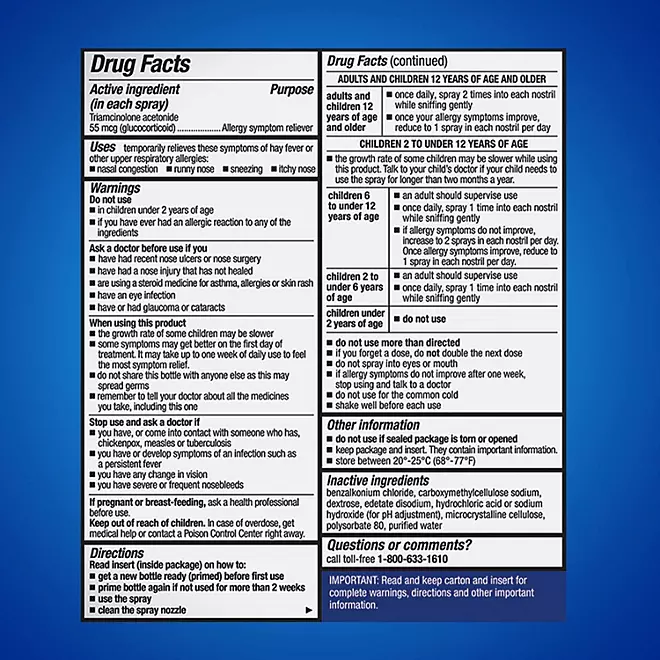 Xịt Mũi Giảm Dị Ứng & Nghẹt Mũi Nasacort Allergy 24HR –  4 Chai (120 Lần Xịt Mỗi Chai)