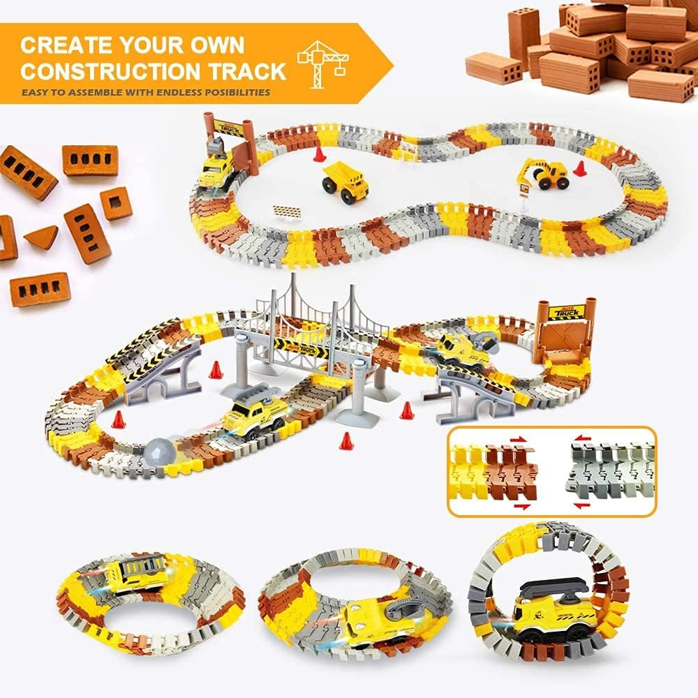 Bộ Đồ Chơi Đường Đua Công Trường MINI TUDOU Construction Race Tracks Set – Kèm Xe Công Trình Chạy Pin Và 144 Đoạn Đường Ray