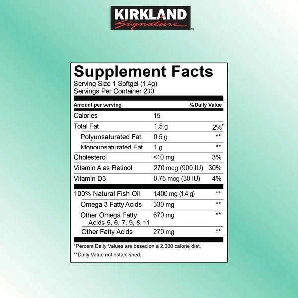 Viên Uống Dầu Cá Kirkland Signature Wild Alaskan Fish Oil 1400mg – Hộp 230 Viên