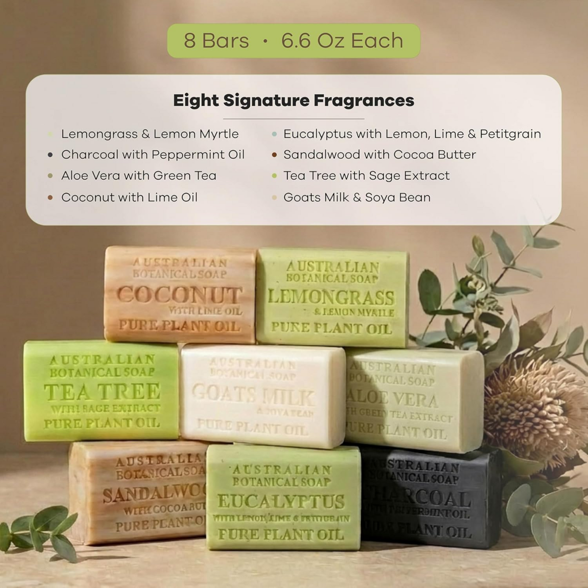 Xà Phòng Thiên Nhiên Australian Botanical Soap Variety Pack – Hộp 8 Bánh x 187g