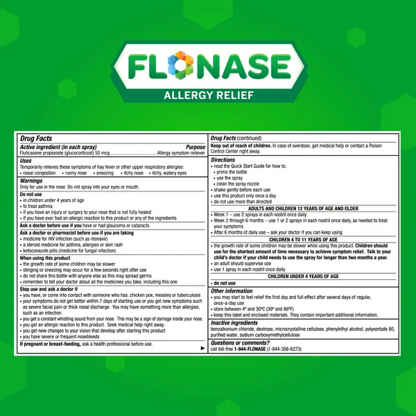 Xịt Mũi Giảm Nghẹt Mũi & Kiểm Soát Dị Ứng Flonase Allergy Relief –  60 Lần Xịt