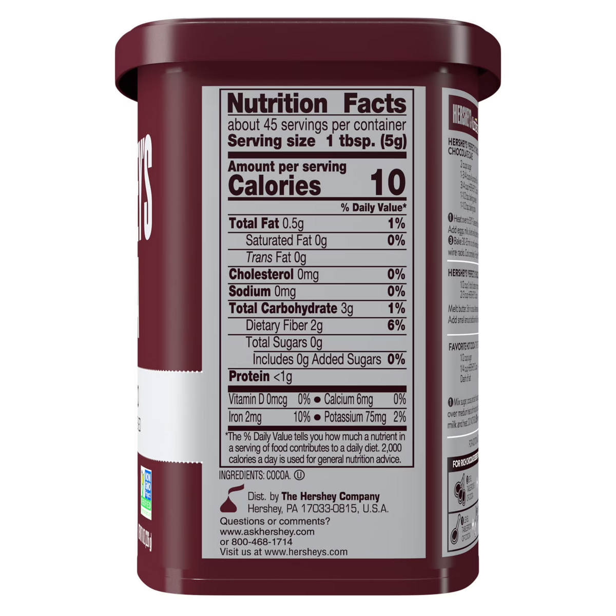 Bột Ca Cao Nguyên Chất Không Đường HERSHEY'S Natural Unsweetened Cocoa Powder 100% Cacao – Hộp 8 Oz