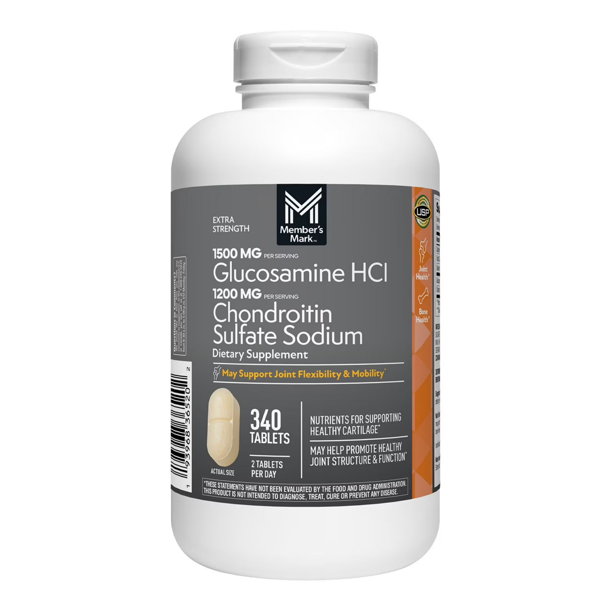 Viên Uống Hỗ Trợ Xương Khớp Member's Mark Triple Strength Glucosamine 1500mg & Chondroitin 1200mg – Hộp 340 Viên