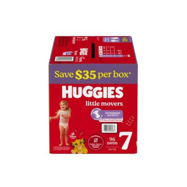 Huggies Little Movers Baby Diapers, Sizes 7