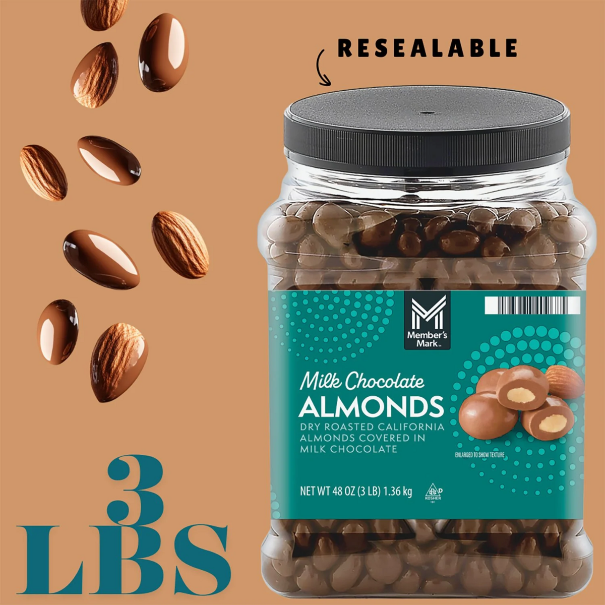 Kẹo Socola Member's Mark Milk Chocolate Almonds - Hộp 1.36kg