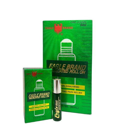 Dầu Nóng Lăn Eagle Brand Medicated Oil Roll-On – Bộ 12 chai 8 ml