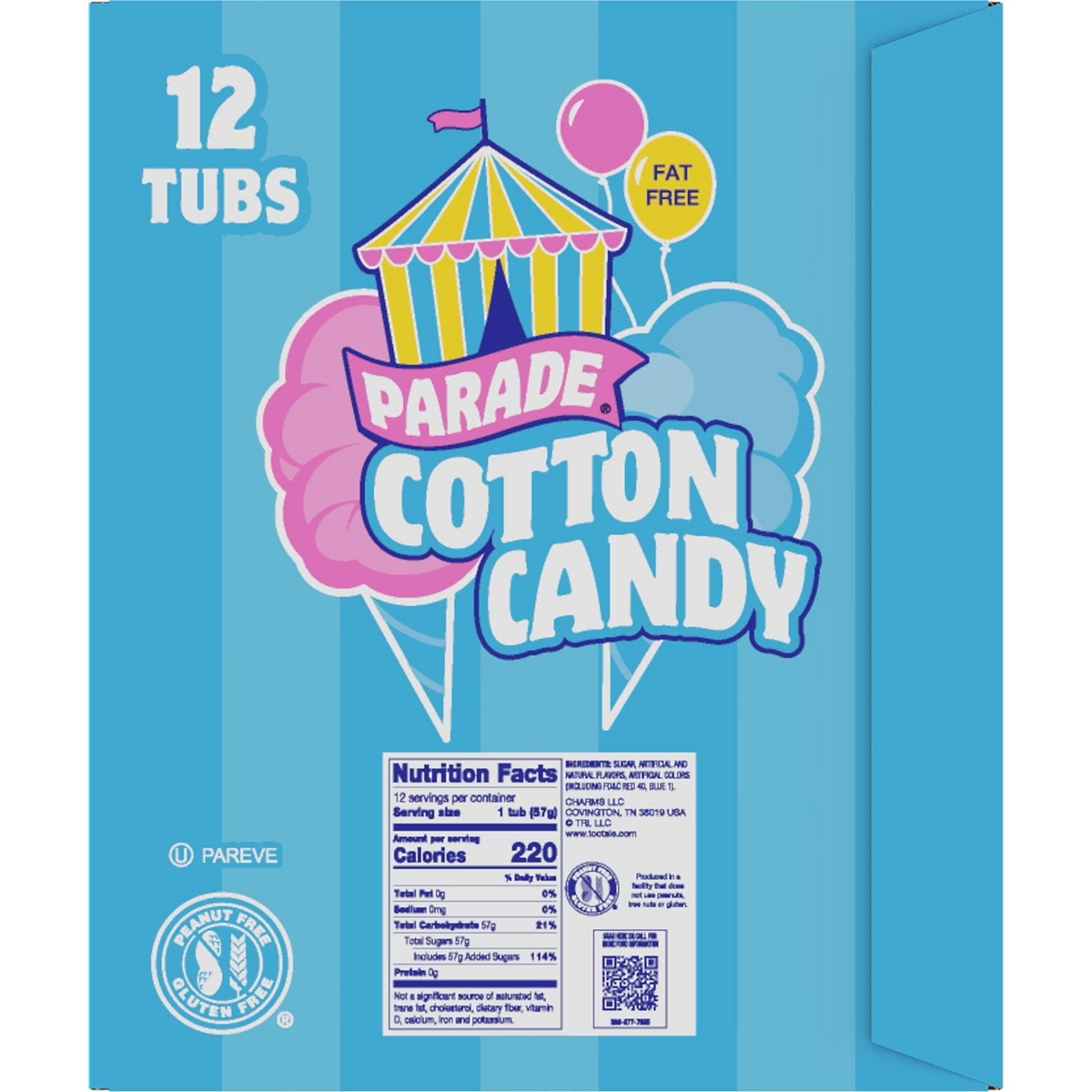 Kẹo Bông Gòn Parade Cotton Candy – Hộp 12 Hũ x 2 oz