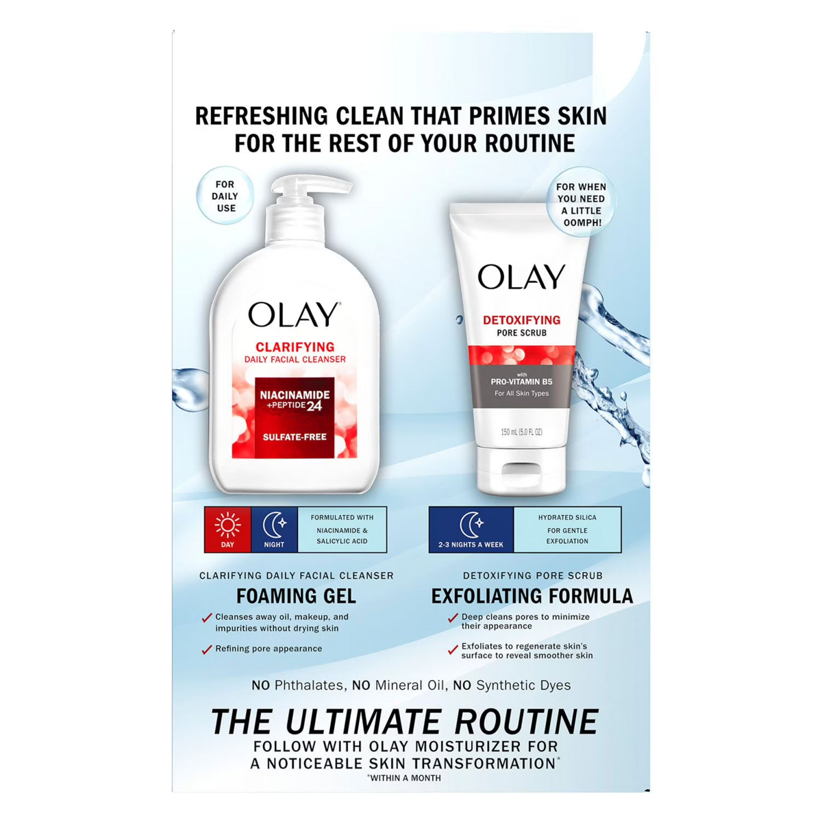 Sữa Rửa Mặt Dưỡng Ẩm & Tẩy Tế Bào Chết Olay Facial Cleansing Duo Pack – Set 2 Chai