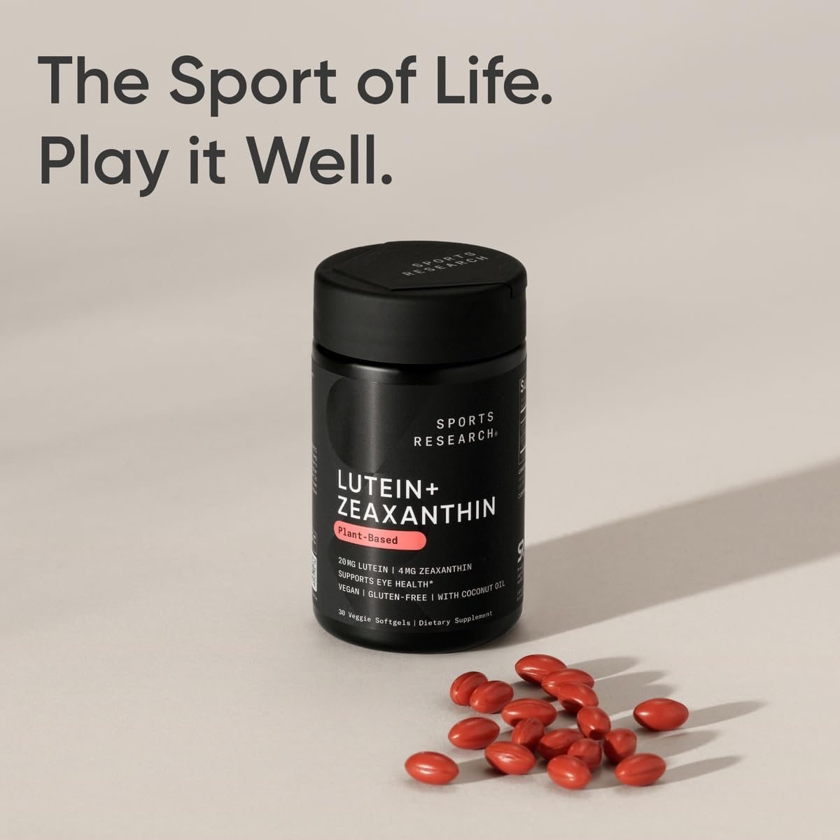 Viên Uống Hỗ Trợ Mắt Sports Research Lutein + Zeaxanthin Với Dầu Dừa Hữu Cơ – Hộp 120 Viên