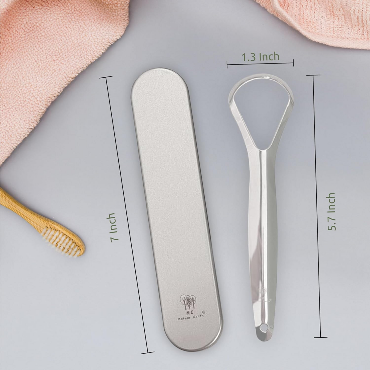 Cây Cạo Lưỡi Inox Me Mother Earth Brush Tongue Kèm Hộp Đựng Tiện Lợi  – Set 2 Cái