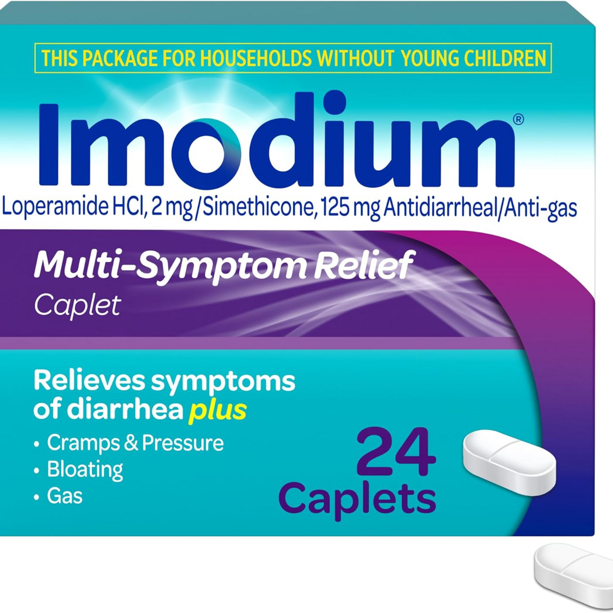 Viên Uống Hỗ Trợ Điều Trị Tiêu Chảy Imodium Multi-Symptom Relief Caplets – Hộp 24 viên 