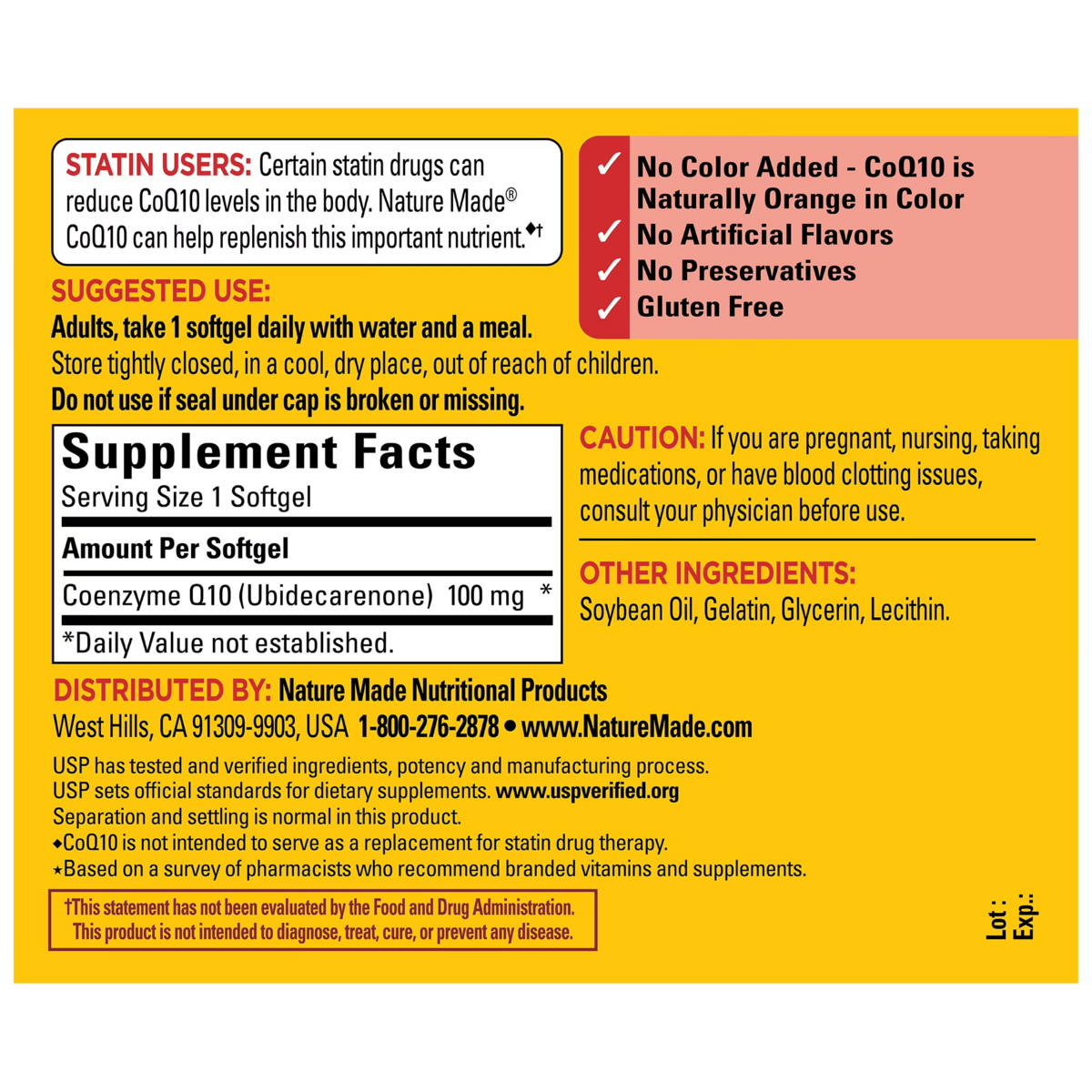 Viên Uống CoQ10 Nature Made CoQ10 100mg – Hộp 120 Viên