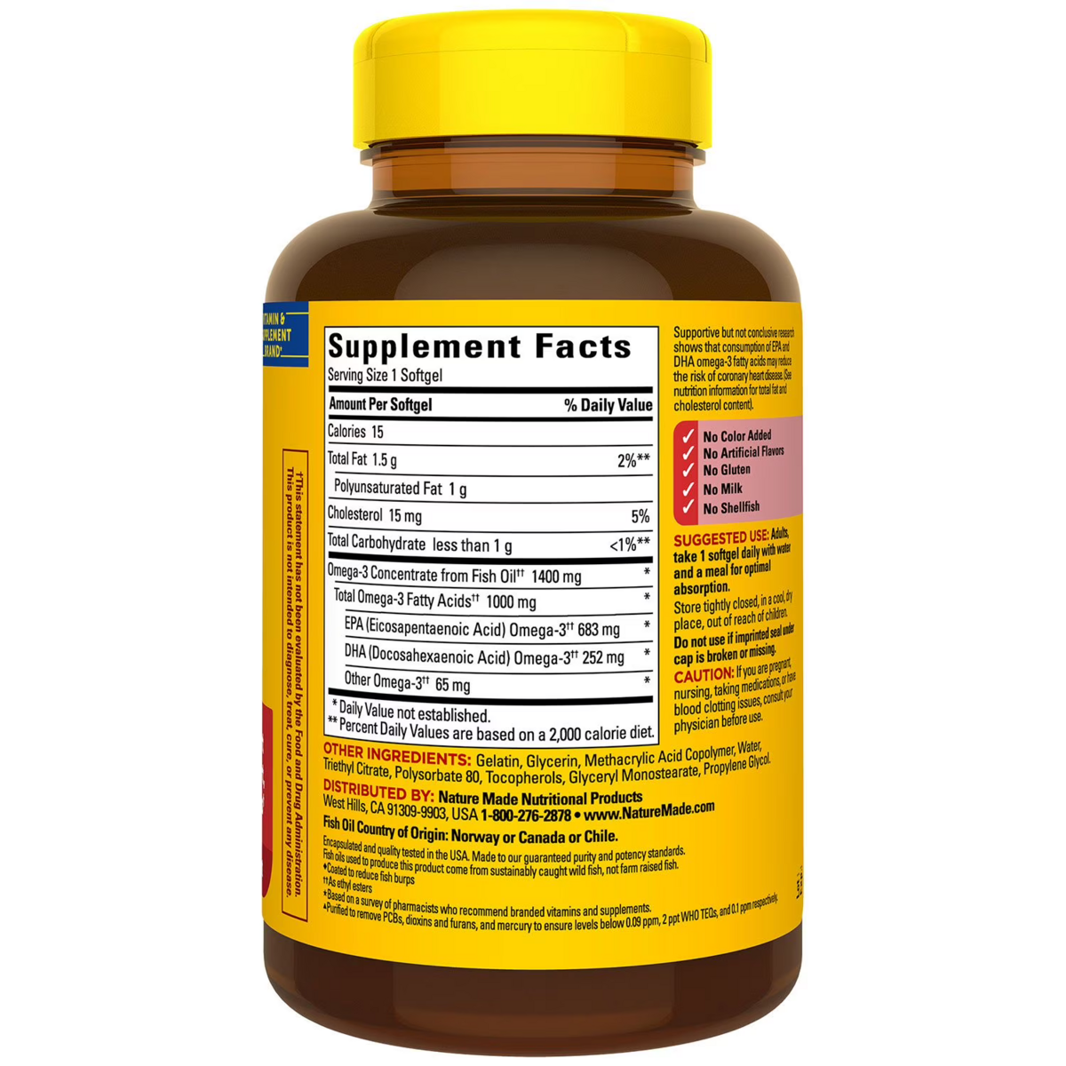 Viên Uống Dầu Cá Omega 3 Nature Made Burp-Less Ultra Omega-3 Fish Oil 1400 mg – Set 2 Chai x 65 Viên