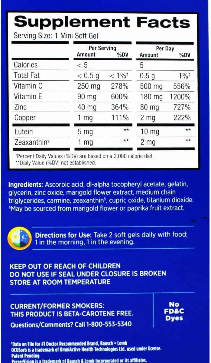 Viên Uống Hỗ Trợ Mắt Preservision AREDS 2 Eye Vitamin & Mineral Supplement with Lutein & Zeaxanthin – Hộp 210 Viên