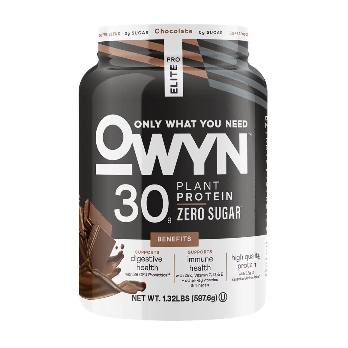 Bột Protein Thực Vật Không Đường Vị Socola OWYN Pro Elite 30g High Protein Powder Chocolate – Hộp 1.32 Lbs