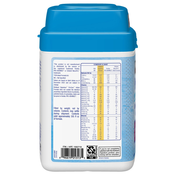 Sữa Bột Công Thức Kirkland Signature Dual HMO Non-GMO ProCare Infant Formula – Lon 42 Oz 