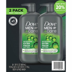 Sữa Tắm Và Rửa Mặt Dành Cho Nam Dove Men+Care Extra Fresh Body and Face Wash - 2 Chai X 887ml
