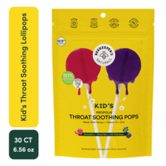 Kẹo Mút Giảm Đau Họng & Tăng Cường Miễn Dịch Cho Trẻ BeeKeeper's Naturals Kid's Propolis Throat Soothing Pops –  Hộp 30 Chiếc