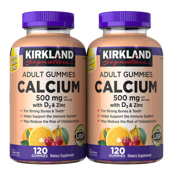 Kẹo Dẻo Kirkland Signature Calcium 500mg Với D3 & Zinc – 2 Hộp X 120Viên  