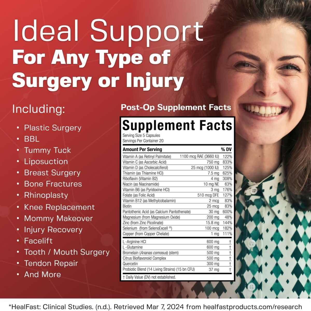 Bộ Viên Uống Hỗ Trợ Phục Hồi Trước & Sau Phẫu Thuật HealFast Complete Pre & Post Op Surgery Recovery Supplement – 40 Viên Pre-Op + 100 Viên Post-Op