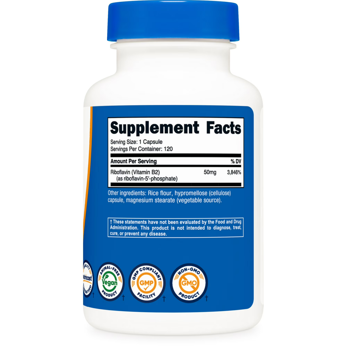Viên Uống Vitamin B2 Nutricost R-5-P Riboflavin-5-Phosphate Vitamin B2 50mg – Hộp 120 Viên