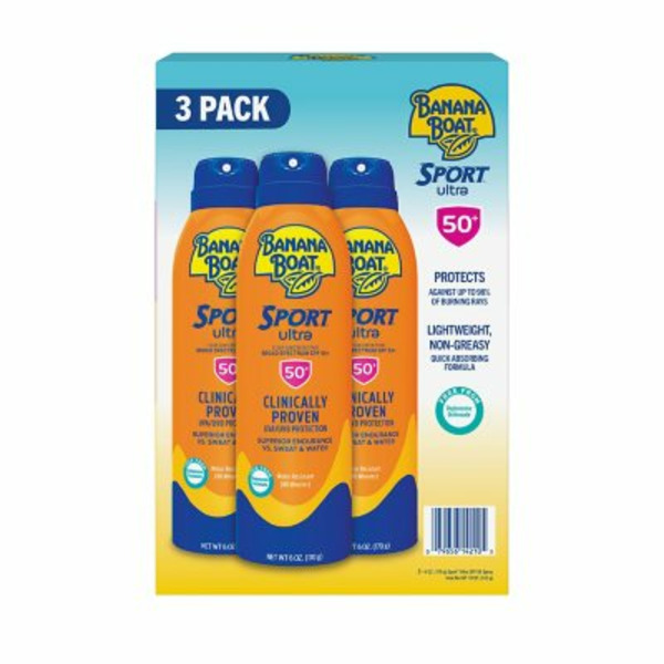 Xịt Chống Nắng Banana Boat Sport Ultra Broad Spectrum SPF 50+ Sunscreen Spray - Hộp 3 Chai X 170g