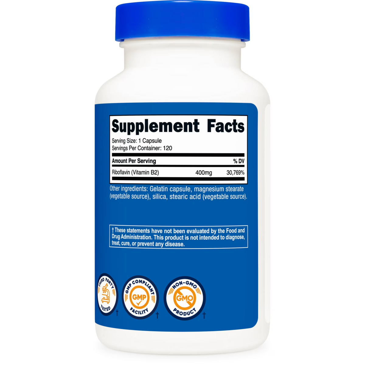 Viên Uống Vitamin B2 Nutricost Vitamin B2 Riboflavin 400mg – Hộp 120 Viên