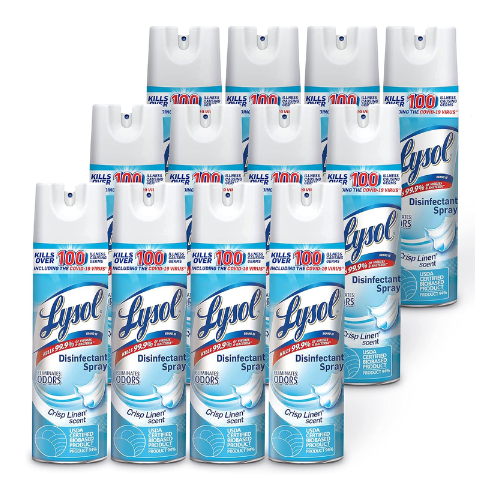 Xịt Khử Khuẩn Lysol Disinfectant Spray Crisp Linen – Bộ 12 Chai x 19 fl oz 