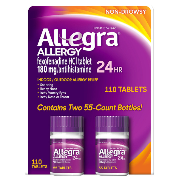 Viên Uống Giảm Dị Ứng Không Gây Buồn Ngủ Allegra Non-Drowsy Indoor & Outdoor Allergy Relief 180 mg – Set 2 Hộp x 55 viên