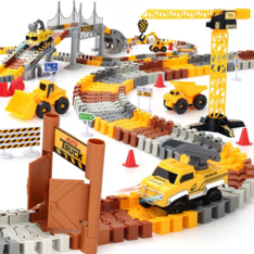 Bộ Đồ Chơi Đường Đua Công Trường MINI TUDOU Construction Race Tracks Set – Kèm Xe Công Trình Chạy Pin Và 144 Đoạn Đường Ray