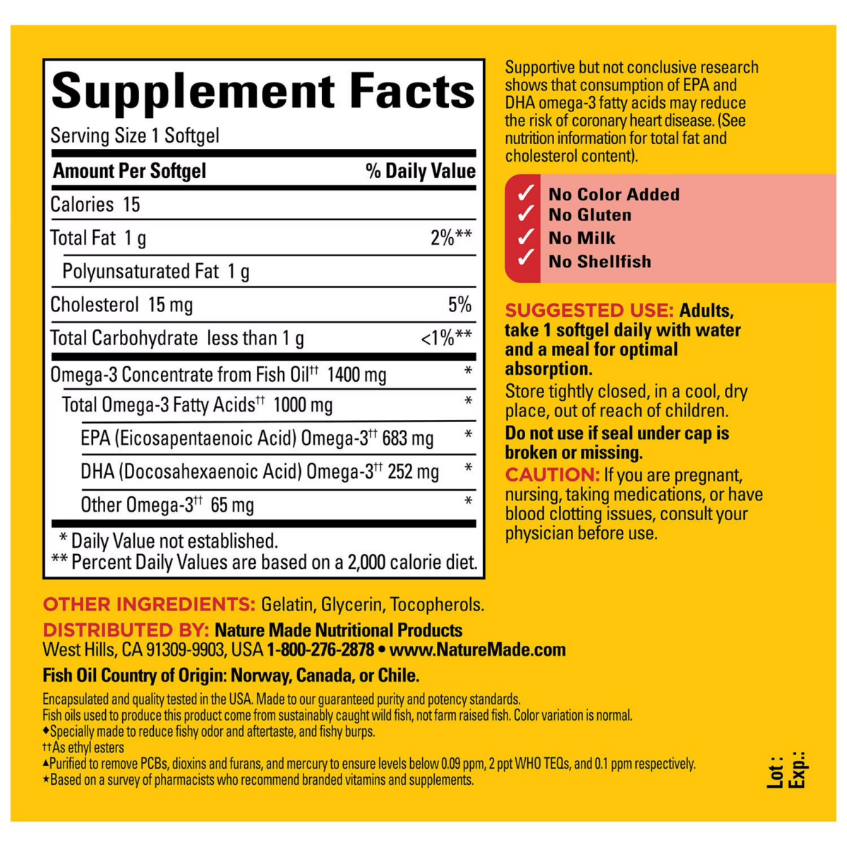 Viên Uống Dầu Cá Omega 3 Nature Made Burp-Less Ultra Omega-3 Fish Oil 1400 mg – Set 2 Chai x 65 Viên