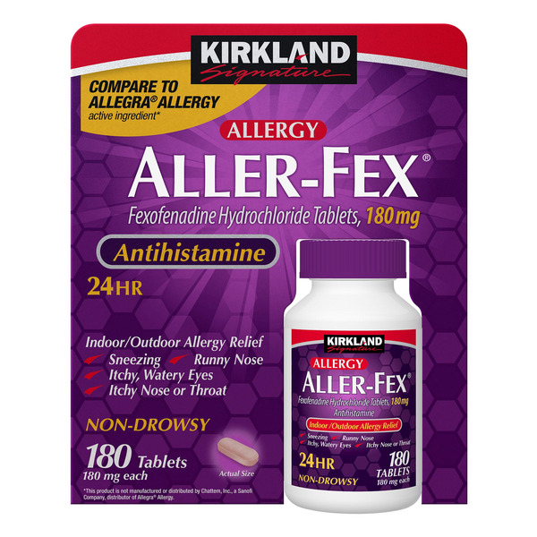 Viên Uống Giảm Dị Ứng Kirkland Signature Aller-Fex Allergy Fexofenadine Hydrochloride 180 mg – Hộp 180 viên