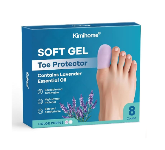 Bọc Ngón Chân Silicone Kimihome Gel Toe Cap & Protector – Hộp 8 Cái (Size Lớn)