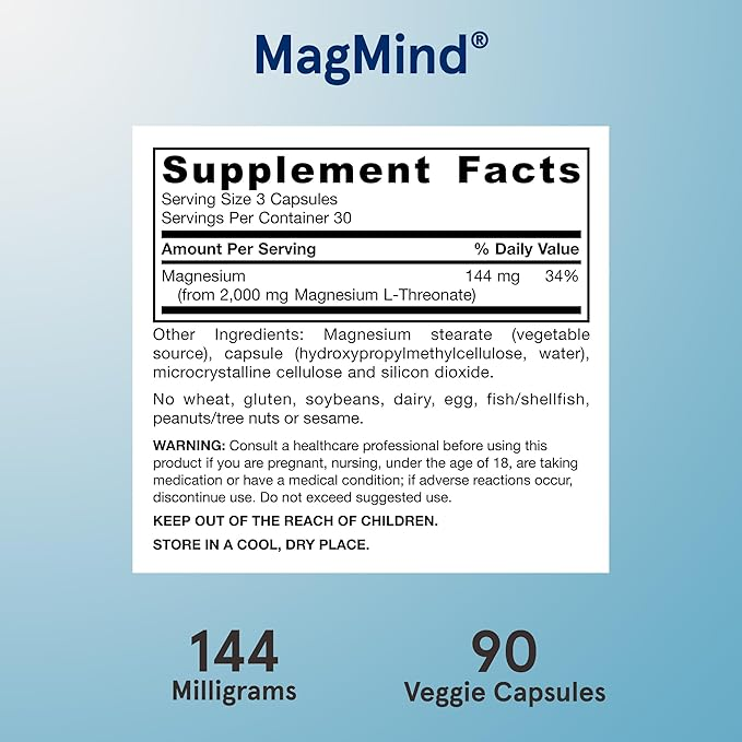Viên Uống Jarrow Formulas MagMind Magnesium L-Threonate – Hộp 90 Viên