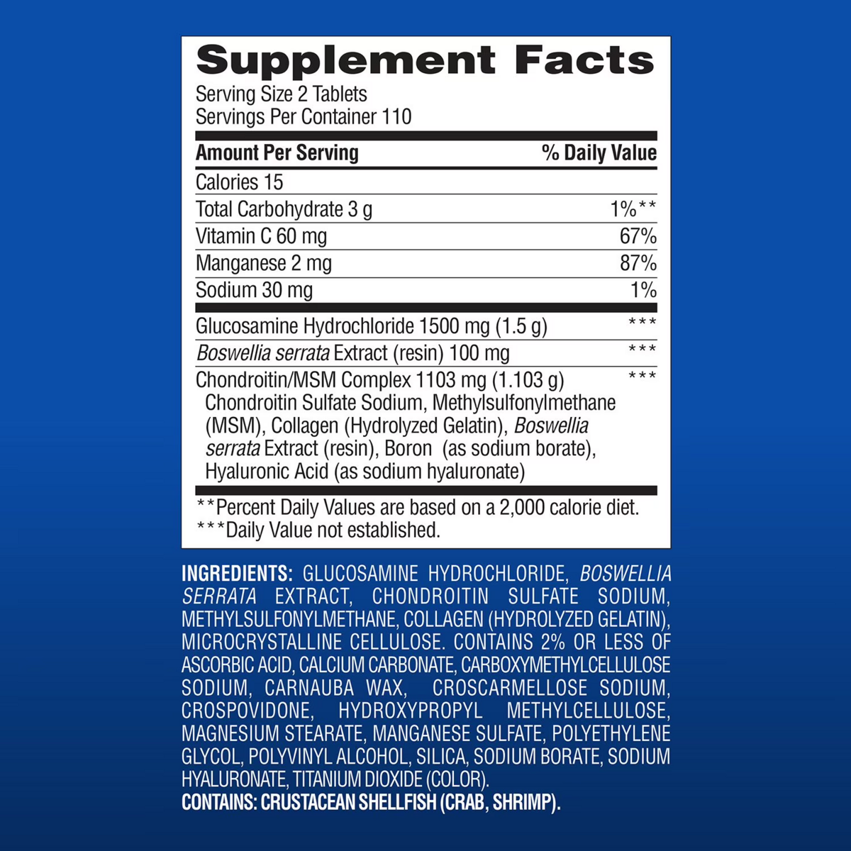 Viên Uống Hỗ Trợ Xương Khớp Member's Mark Triple Strength Glucosamine Chondroitin MSM – Hộp 220 Viên