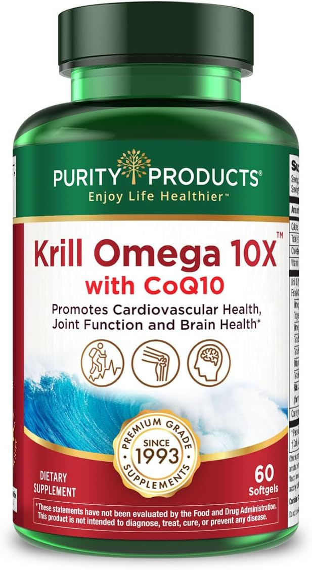 Viên Uống Dầu Nhuyễn Thể & CoQ10 Purity Products Krill Omega 10X EPA & DHA with CoQ10 – Hộp 60 Viên