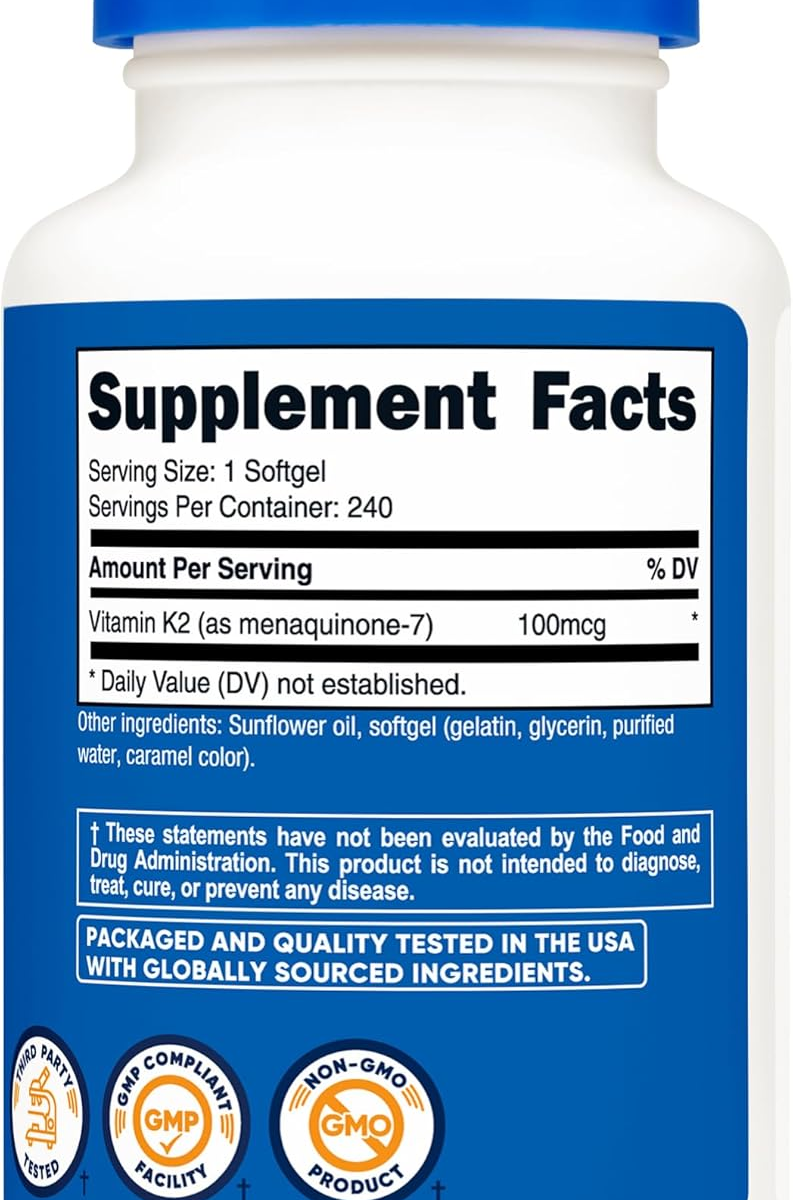 Viên Uống Nutricost Vitamin K2 MK-7 100mcg – Hộp 100 Viên