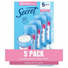 Lăn Khử Mùi Secret Invisible Solid Antiperspirant and Deodorant Hương Phấn Thơm – Hộp 5 Thanh