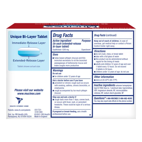 Viên Uống Hỗ Trợ Long Đờm Mucinex 12-Hour Max Strength – Hộp 56 Viên