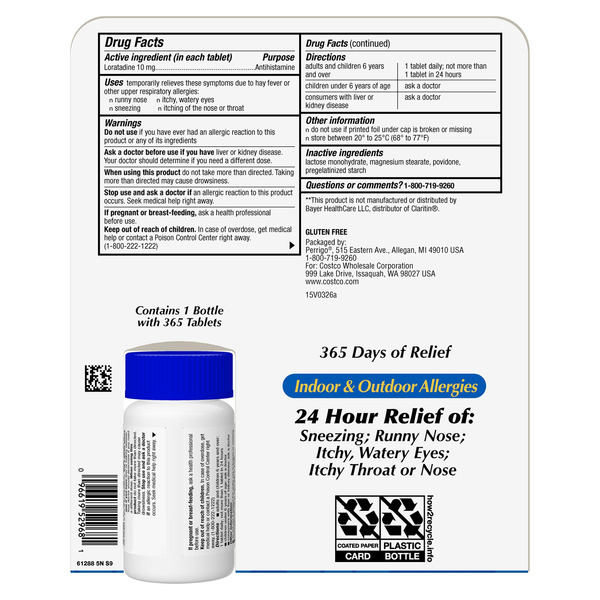 Viên Uống Hỗ Trợ Giảm Dị Ứng Kirkland Signature AllerClear 10 mg – Hộp 365 viên