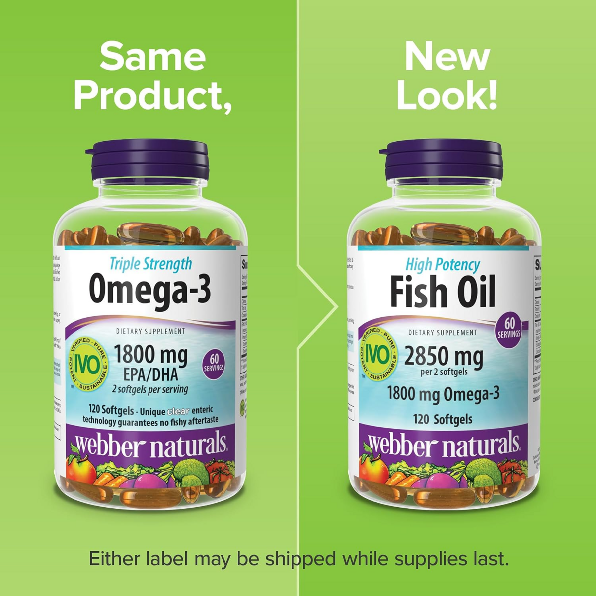 Viên Uống Dầu Cá Webber Naturals Ultra Omega 3 Fish Oil EPA DHA 2850 mg – Hộp 120 Viên