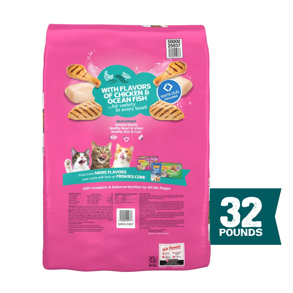 Thức Ăn Hạt Cho Mèo Friskies Land & Sea Adventures Vị Gà & Cá Biển – Túi 14,5 kg