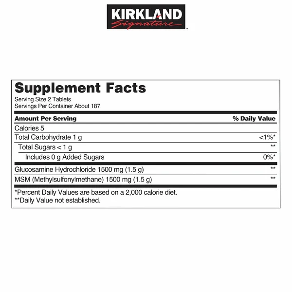 Viên Uống Hỗ Trợ Xương Khớp Kirkland Signature Glucosamine với MSM – Hộp 375 Viên