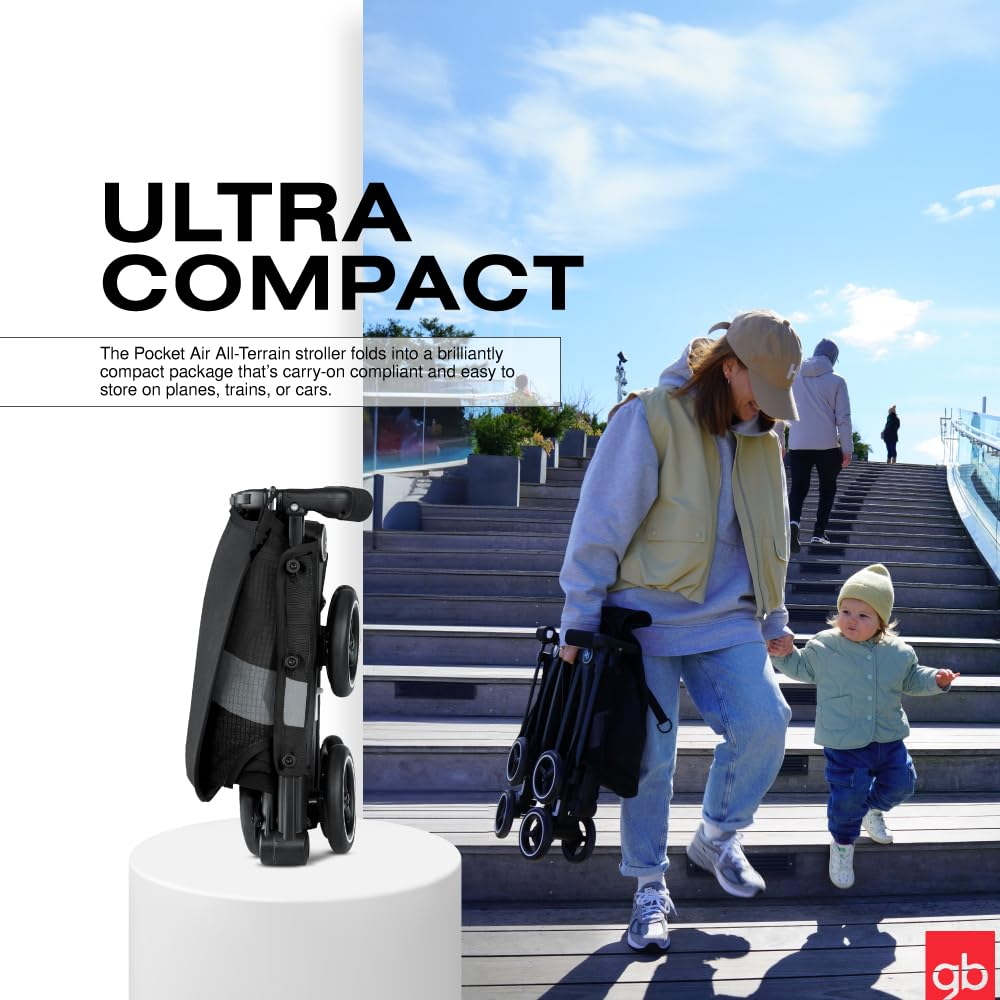 GB Pockit Air All Terrain Ultra Compact Lightweight Travel Stroller – Xe Đẩy Du Lịch Siêu Gọn Cho Bé (Màu Velvet Black)